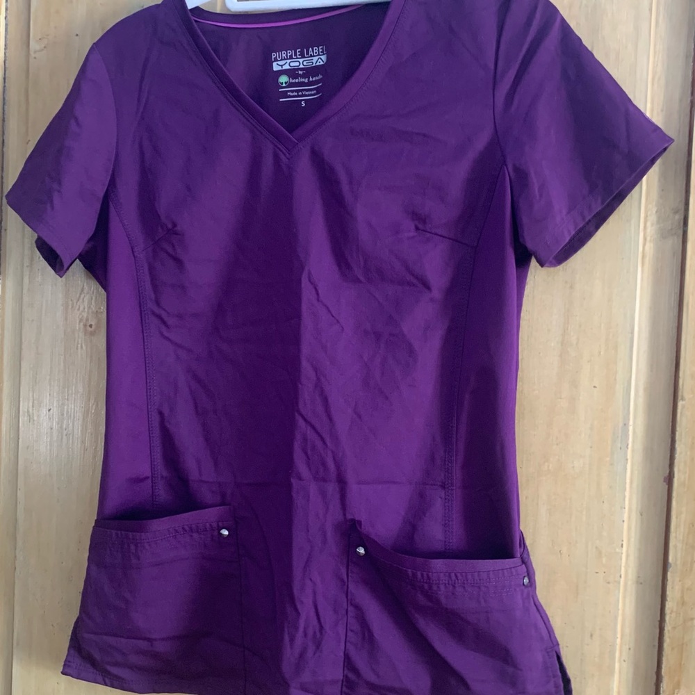 Healing hands purple label scrub top